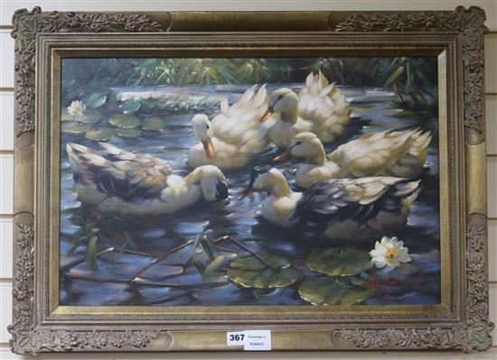 After Constantin Artz Ducks on the water 15 x 23in.